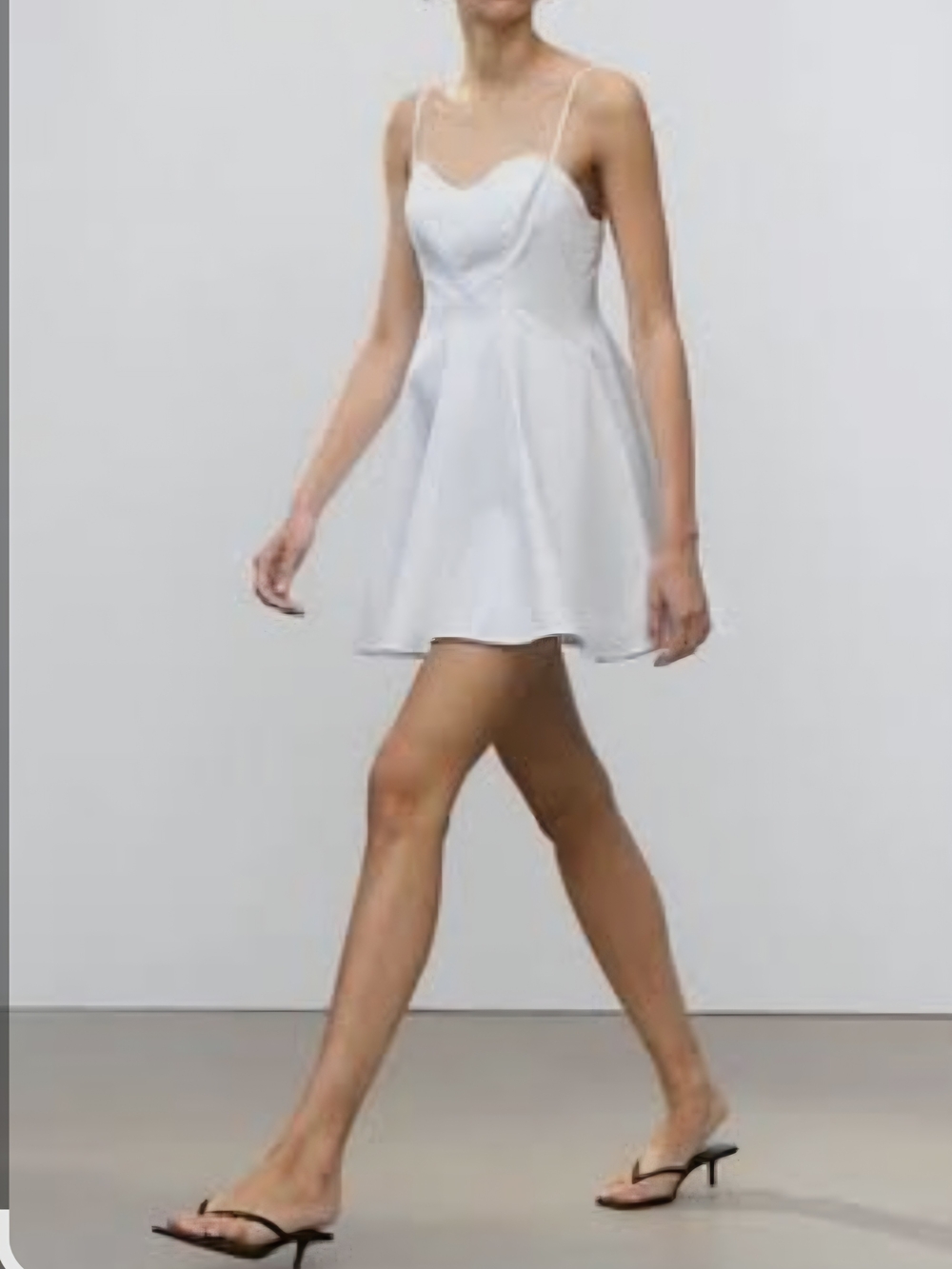 ZARA White Spaghetti-Strap Fit & Flare Dress